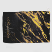 Zwart en gouden graniet golfhanddoek (Horizontaal)
