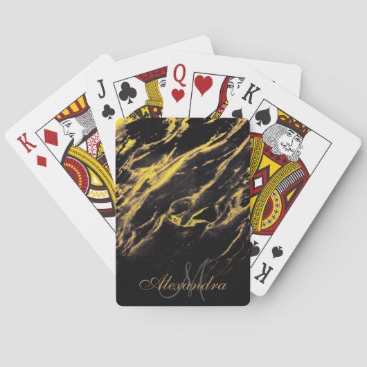 Zwart en gouden graniet pokerkaarten (Achterkant)