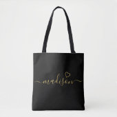 Zwart en gouden handschrift Bridesmaid Cadeaus Tote Bag (Voorkant)