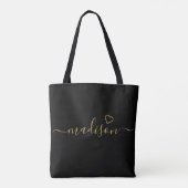 Zwart en gouden handschrift Bridesmaid Cadeaus Tote Bag (Achterkant)