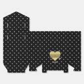 Zwart en Gouden Hart Polka Dots Party Favor Boxes Bedankdoosjes (Ongevouwen)