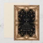 Zwart en gouden hemels barok bruiloft kaart (Voorkant / Achterkant)