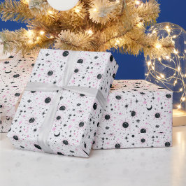 Zwart en gouden hemelzon maan sterren cadeaupapier