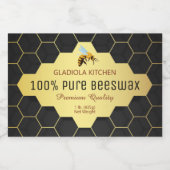 Zwart en Gouden Honingraat Bijenwas en Honing Voedselcontainer Etiket (Enkel label)