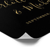 Zwart en gouden huwelijks welkomstbord met script poster (Hoek)