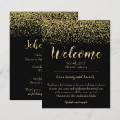 Zwart en gouden huwelijks-welkomstkaart voor hotel informatiekaartje (Voorkant / Achterkant)