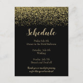 Zwart en gouden huwelijks-welkomstkaart voor hotel informatiekaartje (Achterkant)