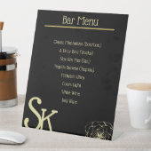 Zwart en Gouden Huwelijksbar Menu Reclamebord Met Voetstuk (Insitu)