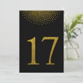 Zwart en gouden huwelijksfeest tafel nummers kaart (Staand voorkant)