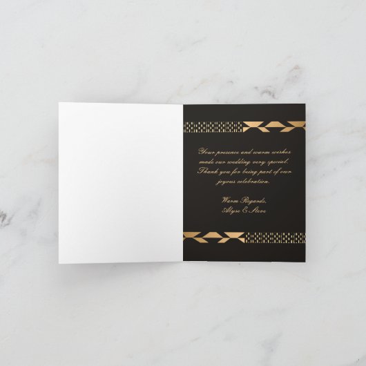 Zwart en gouden Kente Bedankkaart (Binnen)