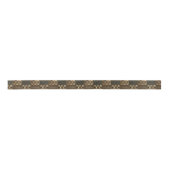 Zwart en Gouden Kente Print Satin Ribbon Satijnen Lint (Voorkant)