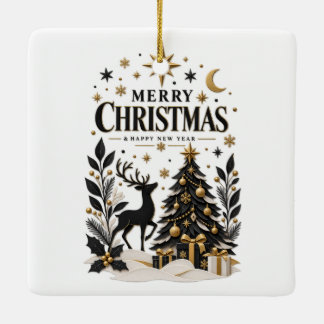 Zwart en gouden keramische boom met papieren uitsn keramisch ornament