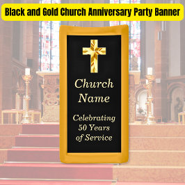 Zwart en gouden kerk-jubileumfeest spandoek