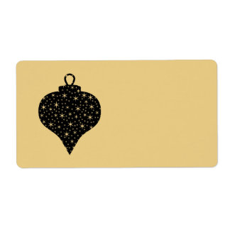 Zwart en gouden kerstblauwhelm. etiket