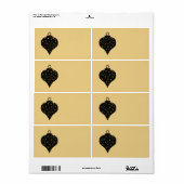 Zwart en gouden kerstblauwhelm. etiket (Full Sheet)