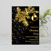 Zwart en gouden kerstfeest uitnodiging (Staand Voorkant)