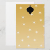 Zwart en gouden kerstontwerp voor kleuren. briefpapier (Voorkant / Achterkant)