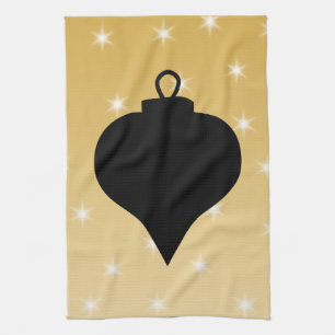 Zwart en gouden kerstontwerp voor kleuren. theedoek
