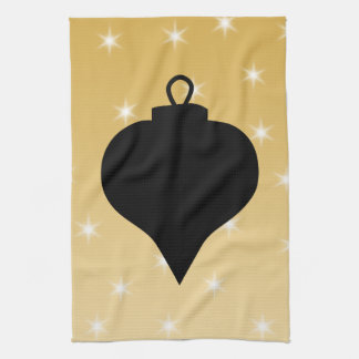 Zwart en gouden kerstontwerp voor kleuren. theedoek