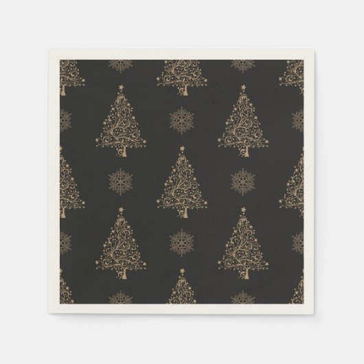 Zwart en gouden kerstpatroon servet (Voorkant)