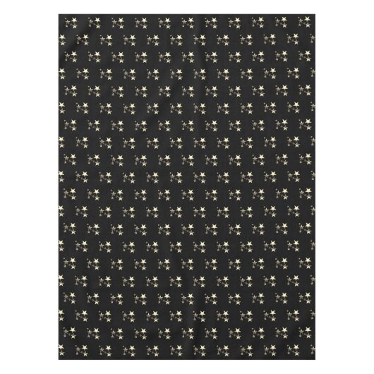 Zwart en Gouden Kijk Sterren Patroon Feestelijk El Tafelkleed (Voorkant)