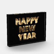 Zwart en Gouden Kijk Tekst Gelukkig Nieuwjaar