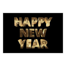 Zwart en Gouden Kijk Tekst Gelukkig Nieuwjaar