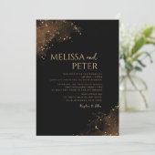 Zwart en gouden klassieke foto trouw uitnodiging (Staand voorkant)