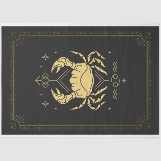 Zwart en Gouden Kleur Kanker Krab Tarot Tissuepapier (Voorkant)