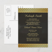 Zwart en gouden kofferfeestje uitnodiging briefkaart (Voorkant / Achterkant)