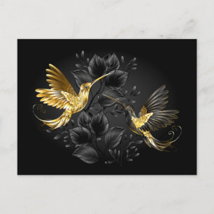 Zwart en gouden kolibrie briefkaart