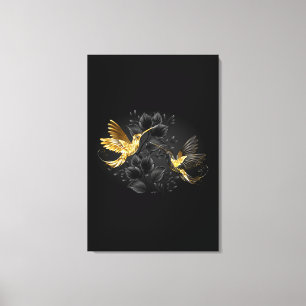 Zwart en gouden kolibrie canvas afdruk