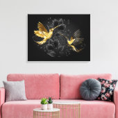 Zwart en gouden kolibrie canvas afdruk (Insitu (Woonkamer))