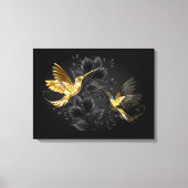 Zwart en gouden kolibrie canvas afdruk (Voorkant)