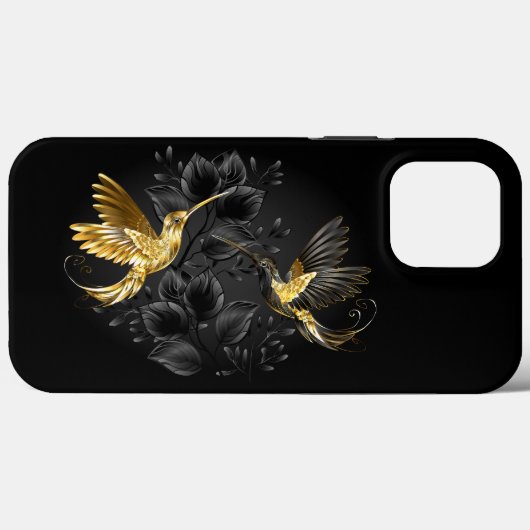 Zwart en gouden kolibrie Case-Mate iPhone case (Achterkant (horizontaal))