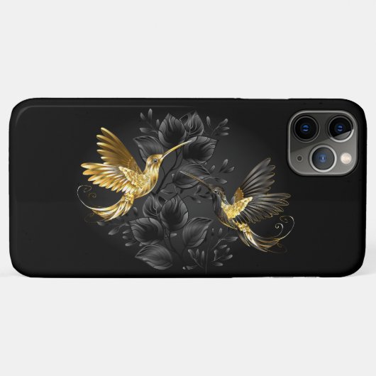 Zwart en gouden kolibrie Case-Mate iPhone case (Achterkant (horizontaal))