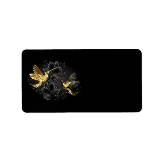 Zwart en gouden kolibrie etiket (Voorkant)