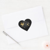 Zwart en gouden kolibrie hart sticker (Envelop)