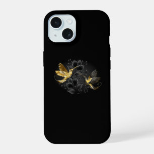 Zwart en gouden kolibrie iPhone 15 case
