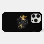 Zwart en gouden kolibrie iPhone hoesje (Achterkant horizontaal)
