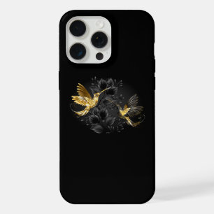 Zwart en gouden kolibrie iPhone 15 pro max case