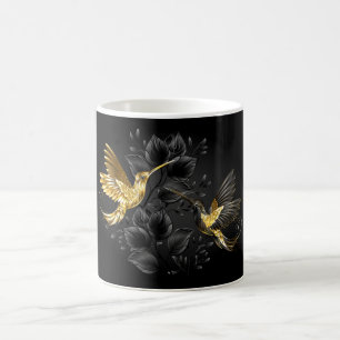 Zwart en gouden kolibrie koffiemok