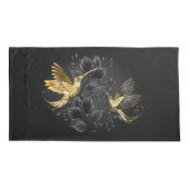 Zwart en gouden kolibrie kussensloop (Achterkant)