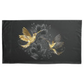 Zwart en gouden kolibrie kussensloop (Voorkant)