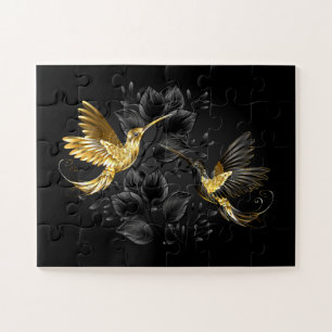 Zwart en gouden kolibrie legpuzzel