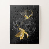 Zwart en gouden kolibrie legpuzzel (Verticaal)