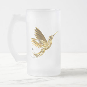 Zwart en gouden kolibrie matglas bierpul