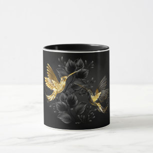 Zwart en gouden kolibrie mok