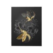 Zwart en gouden kolibrie notitieblok (Linkerzijde)