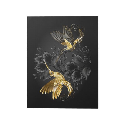 Zwart en gouden kolibrie notitieblok (Linkerzijde)